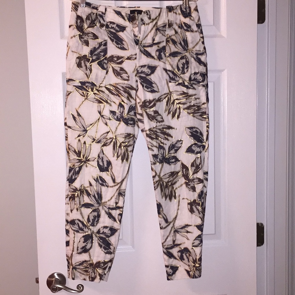 J.Crew linen garden flower cropped pants size 6